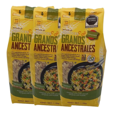 3 Bolsas Mezcla De Arroz Y Granos Ancestrales 3.3kg