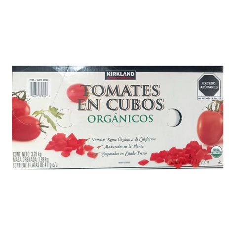 Tomates Organicos En Cubos Caja De 8 Latas - 411g C/u Tomate