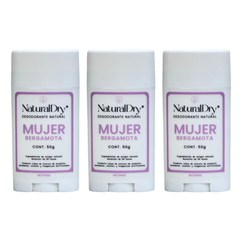 3 Pack Desodorante Naturaldry Mujer Bergamota En Barra
