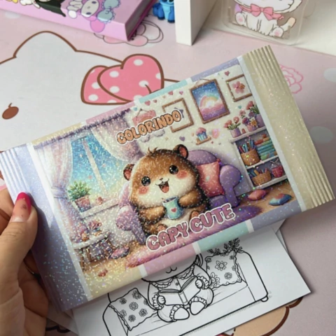 Cards para Colorir Capivara