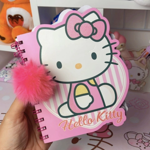 Caderno Pompom Hello Kitty