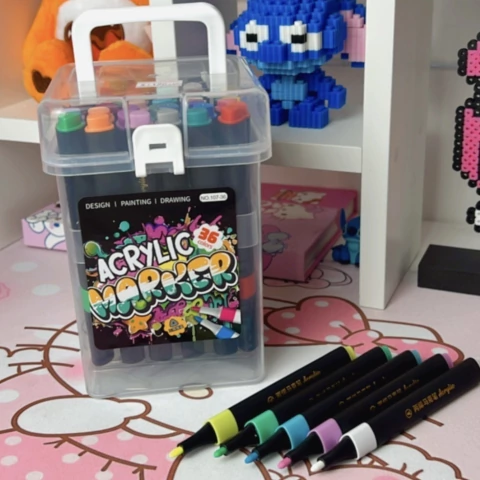 Kit 36 Cores Canetinha para Colorir Acrílicas
