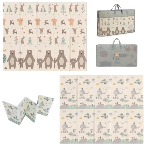 Tapete Infantil Emborrachado Dobrável 200x150x1cm | Elefante e Urso