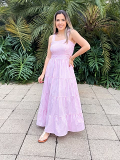 Vestido Alice - Listras Médias com Amarração - Ester