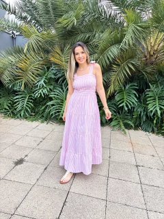Vestido Alice - Listras Médias com Amarração na internet