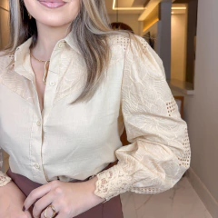 Camisa Ester de Manga Laise Nude - Ester