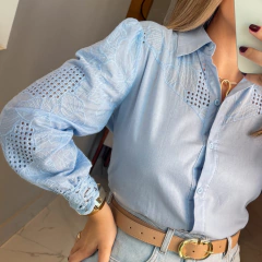 Camisa Ester de Manga Laise Azul na internet