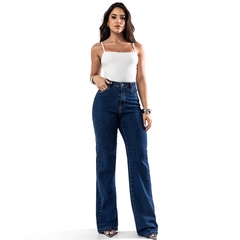 Wide Jeans Básica - Cintura Alta Escura - loja online