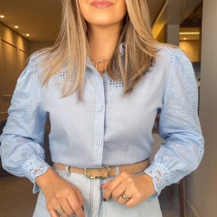 Camisa Ester de Manga Laise Azul - comprar online