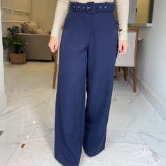 Calça Pantalona com Cinto Azul Marinho - loja online