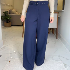 Calça Pantalona com Cinto Azul Marinho - loja online