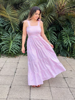 Vestido Alice - Listras Médias com Amarração