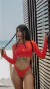 Cropped Long Sleve + Calcinha Kini RED na internet
