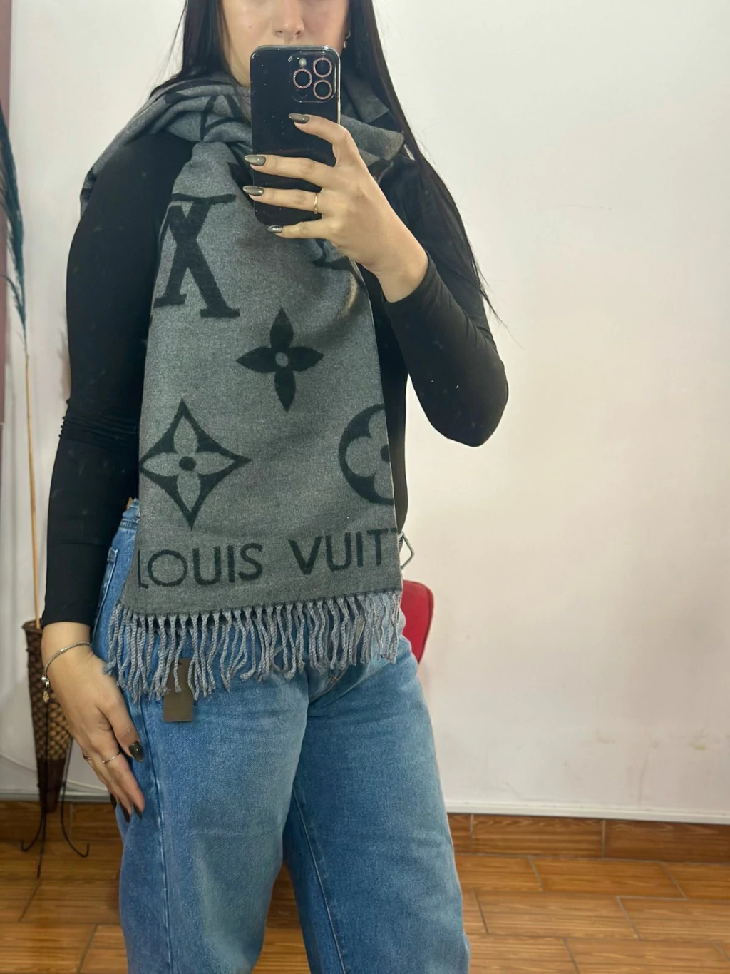 Bufandon LV gris/negro