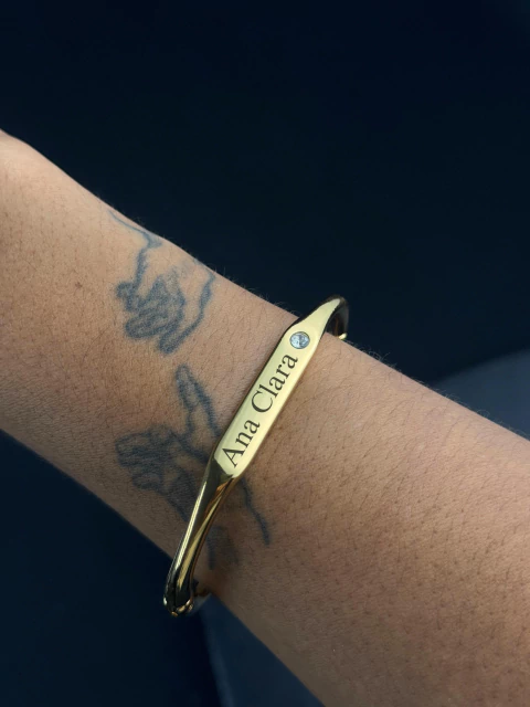 Bracelete Placa Personalizada - Dourado