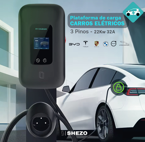 Estação de carregamento para carros elétricos - 3 fases 32A 22Kw com app wi-fi control BYD, Volvo, Porsche, BMW
