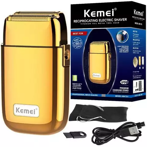 Kemei Tx1 todo o metal barbeador elétrico, adequado para cabelo e barba dos homens, barbrador elétrico recarregavel.