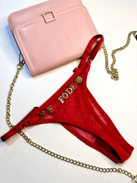 Calcinha personalizável em tule com regulagem - vermelha