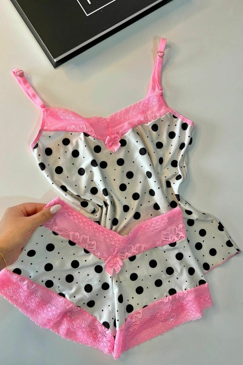 Baby Doll Poá Rosa