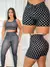KIt Com 3 Pecas Calca Legging Cordinha Afina a cintura/Short Mais Top Poa Bolinha Preto Caveira Mexicana Roupa De Academia Fitness na internet