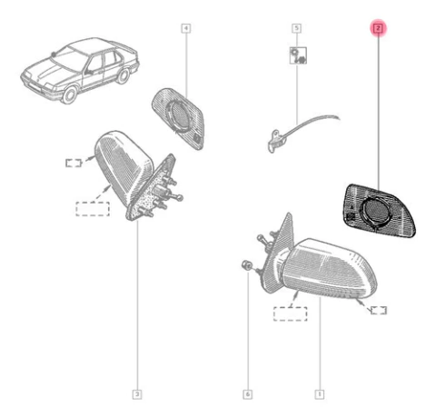 Vidrio Espejo Lateral Izquierdo Renault 19