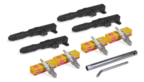 Juego 4 Bobinas + Bujías + Llave Renault Sandero 1.6 16v K4m