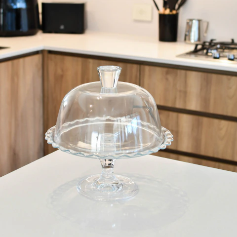 Plato Torta De Vidrio Con Pie Y Campana 27 Cm Pasabahce