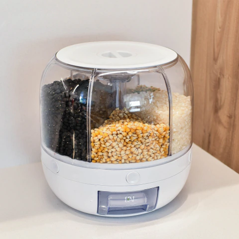 Dispenser De Granos Porta Cereales 6 Contenedores Giratorio