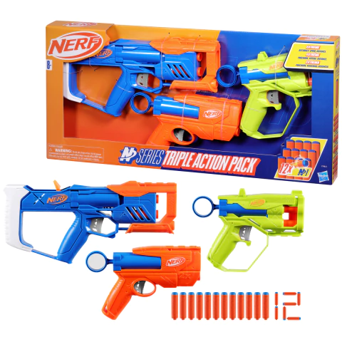 Lançador de Dardo Nerf N Series Triple Action Hasbro F9841 - comprar online