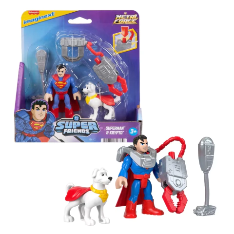 Imaginext DC Super Friends Metal Force Superman e Krypto Mattel JGN60|JDK90