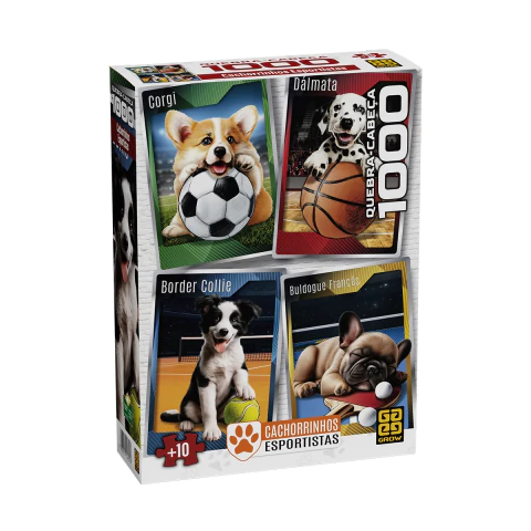 Quebra Cabeça 1000 Peças Cachorrinhos Esportistas Grow 04850