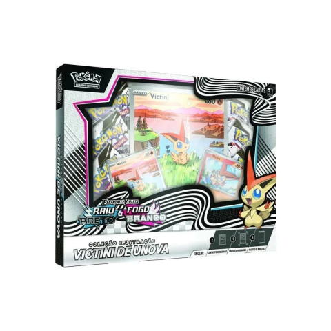 Box Pokémon EV10.5 Fogo Branco e Raio Preto Victini Copag 35909