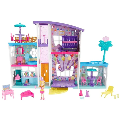 Mega Casa de Surpresas Playset 45 cm e Boneca Polly Pocket Mattel GFR12