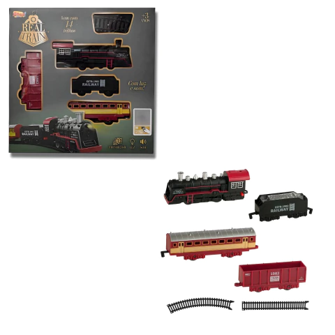 Trem Super Trilho Locomotiva Real Train com Luz e Som 97 cm Trilho Zoop Toys ZP01286