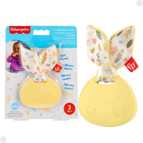 Mordedor e Chocalho Sensimals Coelhinho Fisher Price Mattel HRB20/HRB19