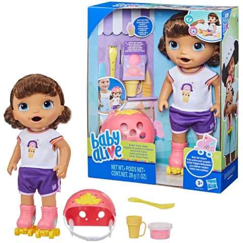 Boneca Baby Alive com Patins Roller Morena Hasbro F5354