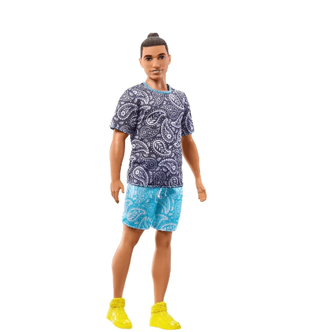 Boneco Ken Fashionista Moreno com Coque Conjunto Florido Mattel HJT09|HPF80|DWK44
