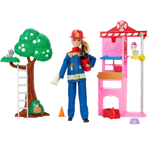 Boneca Barbie Playset Profissões Bombeira Mattel HRG55