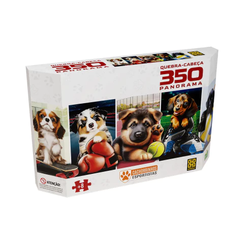Quebra Cabeça Panorama 350 Peças Cachorrinhos Esportistas Grow 04849