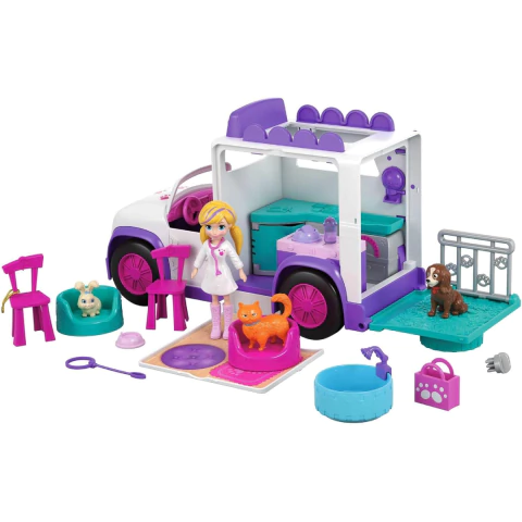 Boneca Polly Pocket Hospital Móvel dos Bichinhos Mattel GFR04