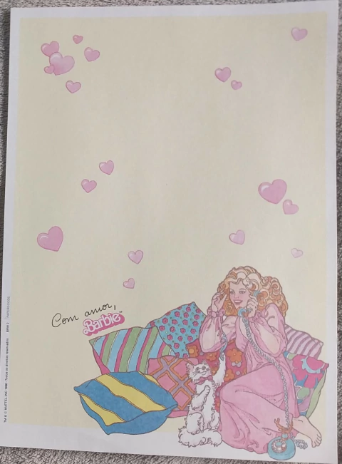 papel de carta barbie no telefone - cód 389