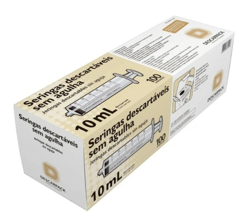 SERINGA 10ML SEM AGULHA LOCK DESCARPACK CX COM 100 UNIDADES