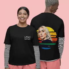 Camiseta Lady Gaga Sol de Janeiro Frente e Costas Preta na internet