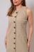 Vestido Reto Alfaiataria Bege com Botões Frontais - comprar online