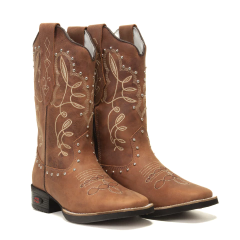 Bota texana castor bordado flor 6864