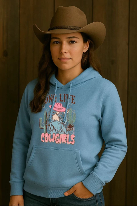 Moletom feminino canguru cor azul