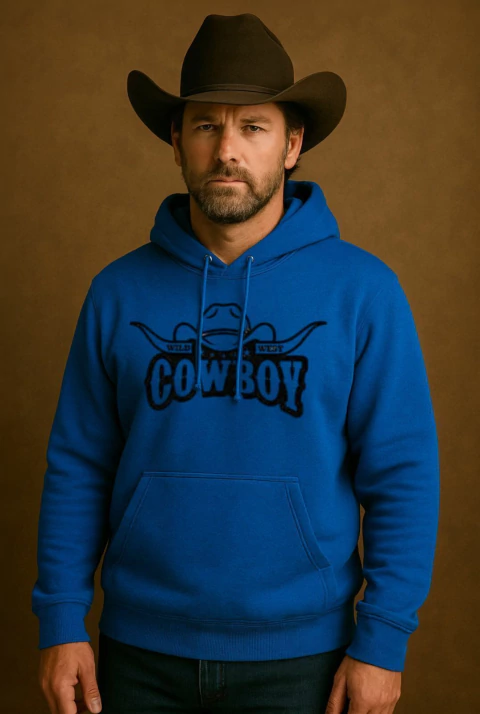 Moletom masculino canguru cor azul