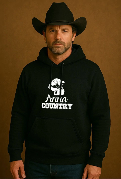 Moletom masculino canguru preto Anna Country