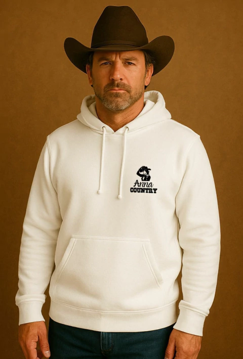 Moletom masculino canguru branco Anna Country