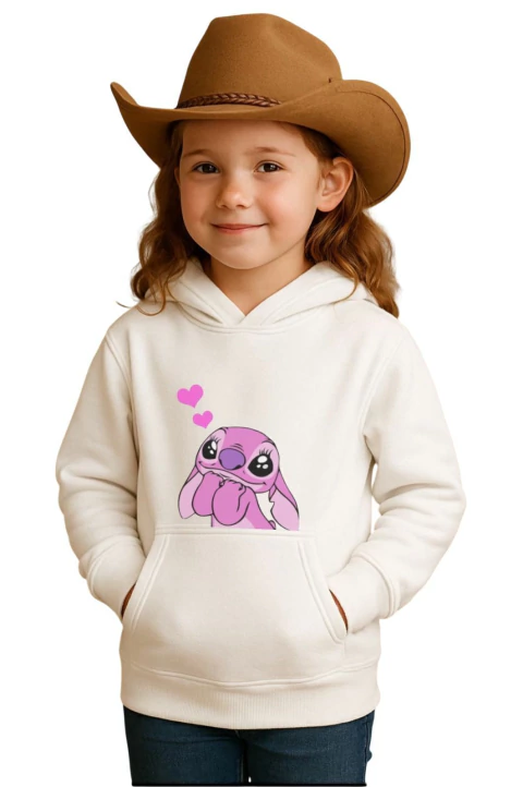 Moletom feminino infantil stitch branco